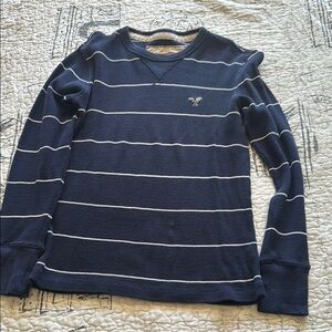 American Eagle Outfitters Navy and White Striped Sweater